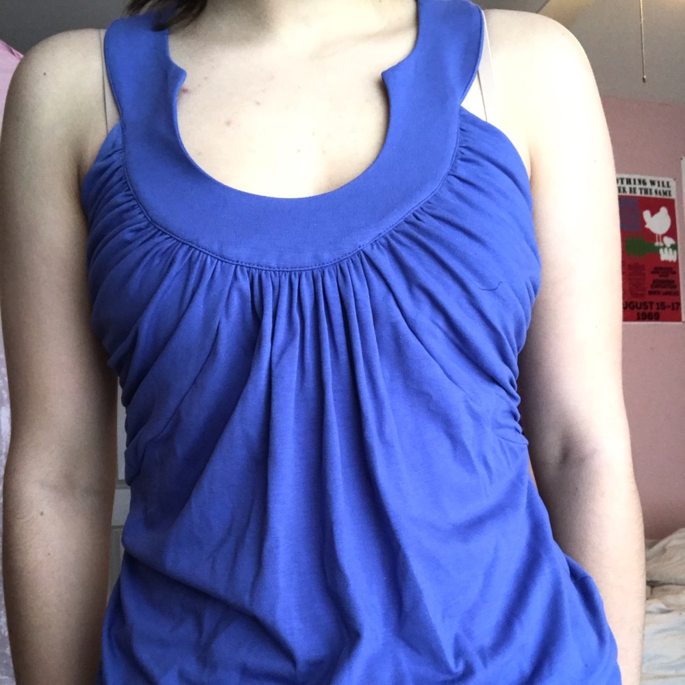 Blue White House Black Market Tank Top